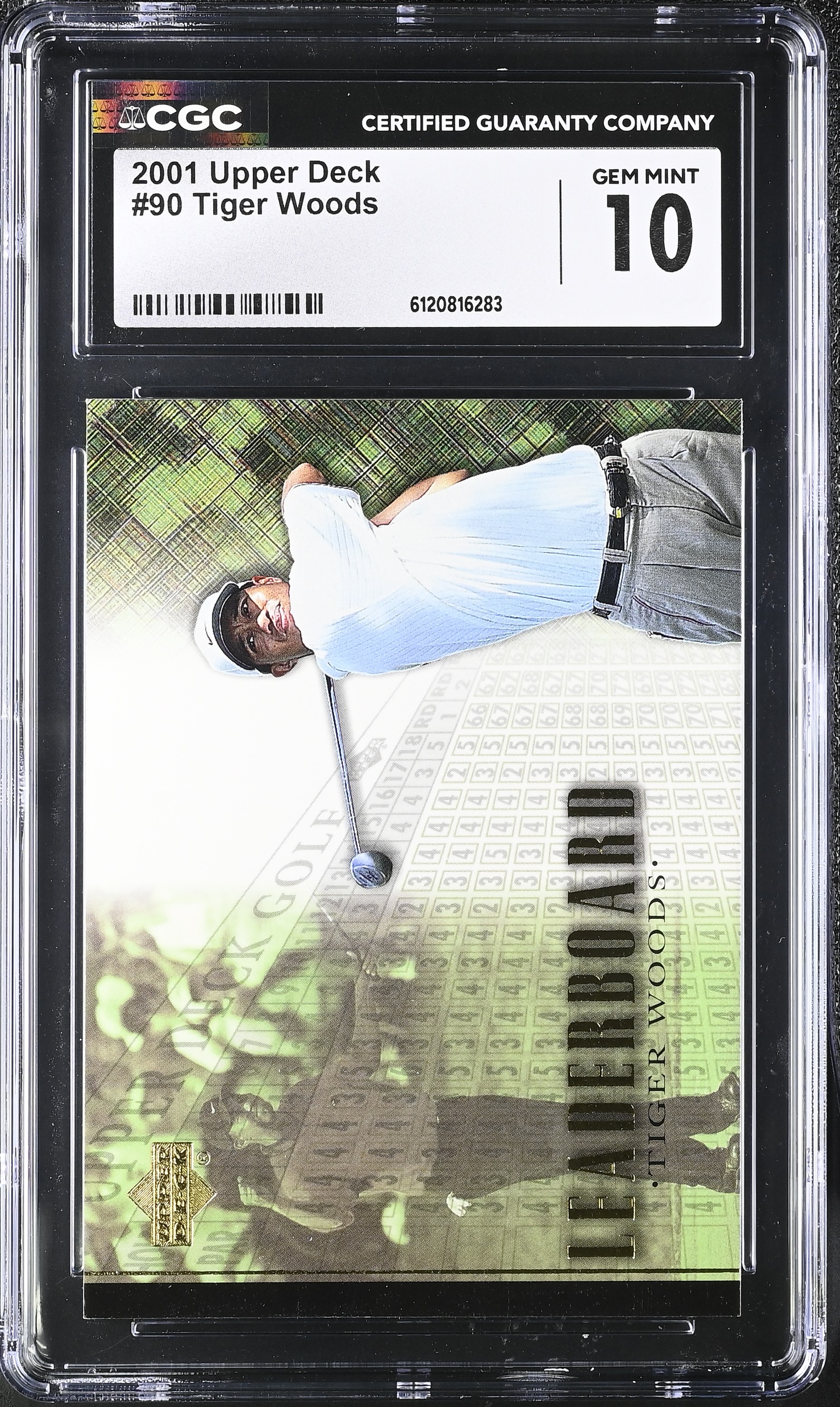 Tiger Woods 2001 Upper Deck #90 LB RC (CGC 10) at PristineAuction.com Tiger Woods 2001 Upper Deck #90 LB RC (CGC 10) at PristineAuction.com