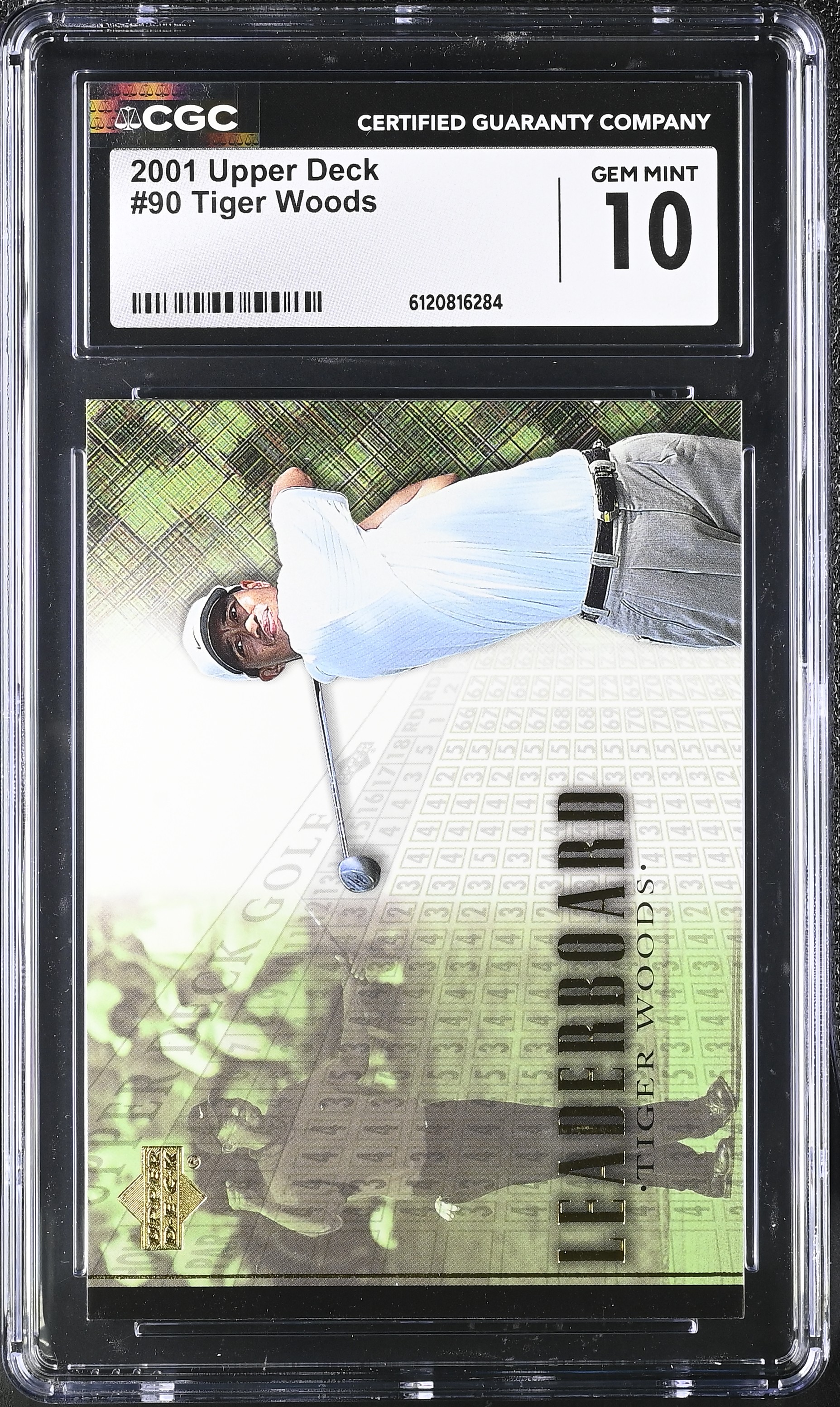 Tiger Woods 2001 Upper Deck #90 LB RC (CGC 10) at PristineAuction.com Tiger Woods 2001 Upper Deck #90 LB RC (CGC 10) at PristineAuction.com