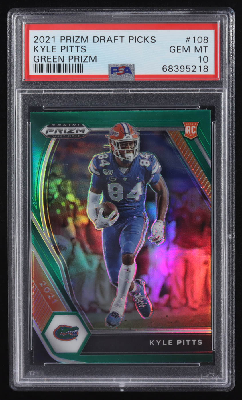 Kyle Pitts 2021 Panini Prizm Draft Picks Prizms Green #108 RC (PSA 10) at PristineAuction.com Kyle Pitts 2021 Panini Prizm Draft Picks Prizms Green #108 RC (PSA 10) at PristineAuction.com