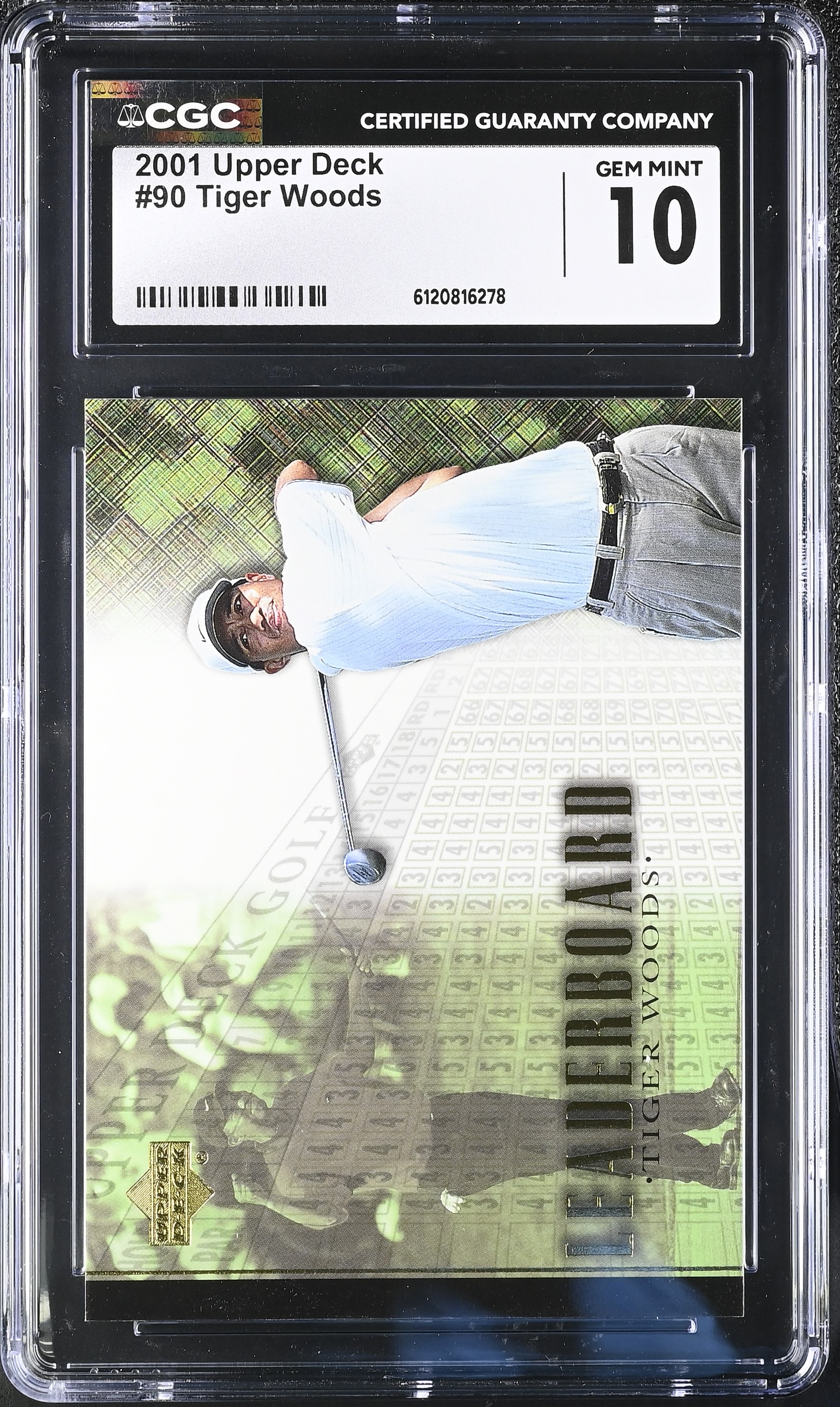 Tiger Woods 2001 Upper Deck #90 LB RC (CGC 10) at PristineAuction.com Tiger Woods 2001 Upper Deck #90 LB RC (CGC 10) at PristineAuction.com