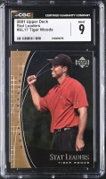 Tiger Woods 2001 Upper Deck Stat Leaders #SL17 RC (CGC 9) at PristineAuction.com