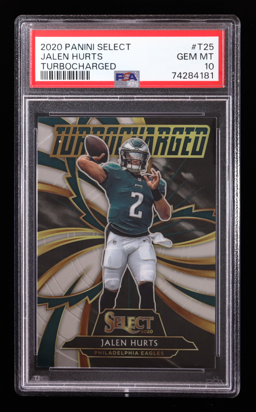 Jalen Hurts 2020 Select Turbocharged #25 RC (PSA 10) at PristineAuction.com Jalen Hurts 2020 Select Turbocharged #25 RC (PSA 10) at PristineAuction.com