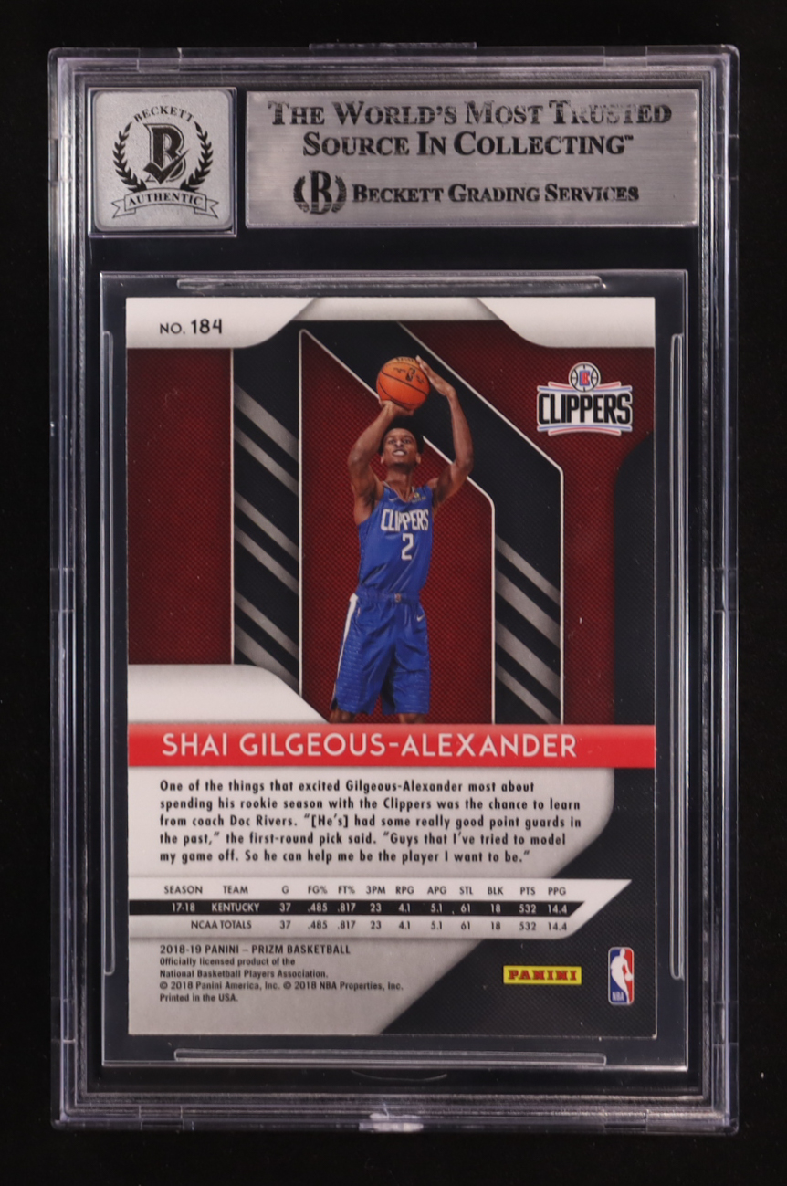 Shai Gilgeous-Alexander Signed 2018-19 Panini Prizm #184 RC (BGS | Autograph Graded BGS 10) at PristineAuction.com Shai Gilgeous-Alexander Signed 2018-19 Panini Prizm #184 RC (BGS | Autograph Graded BGS 10) at PristineAuction.com