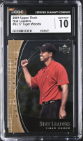 Tiger Woods 2001 Upper Deck Stat Leaders #SL17 RC (CGC 10) at PristineAuction.com