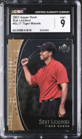 Tiger Woods 2001 Upper Deck Stat Leaders #SL17 RC (CGC 9) at PristineAuction.com