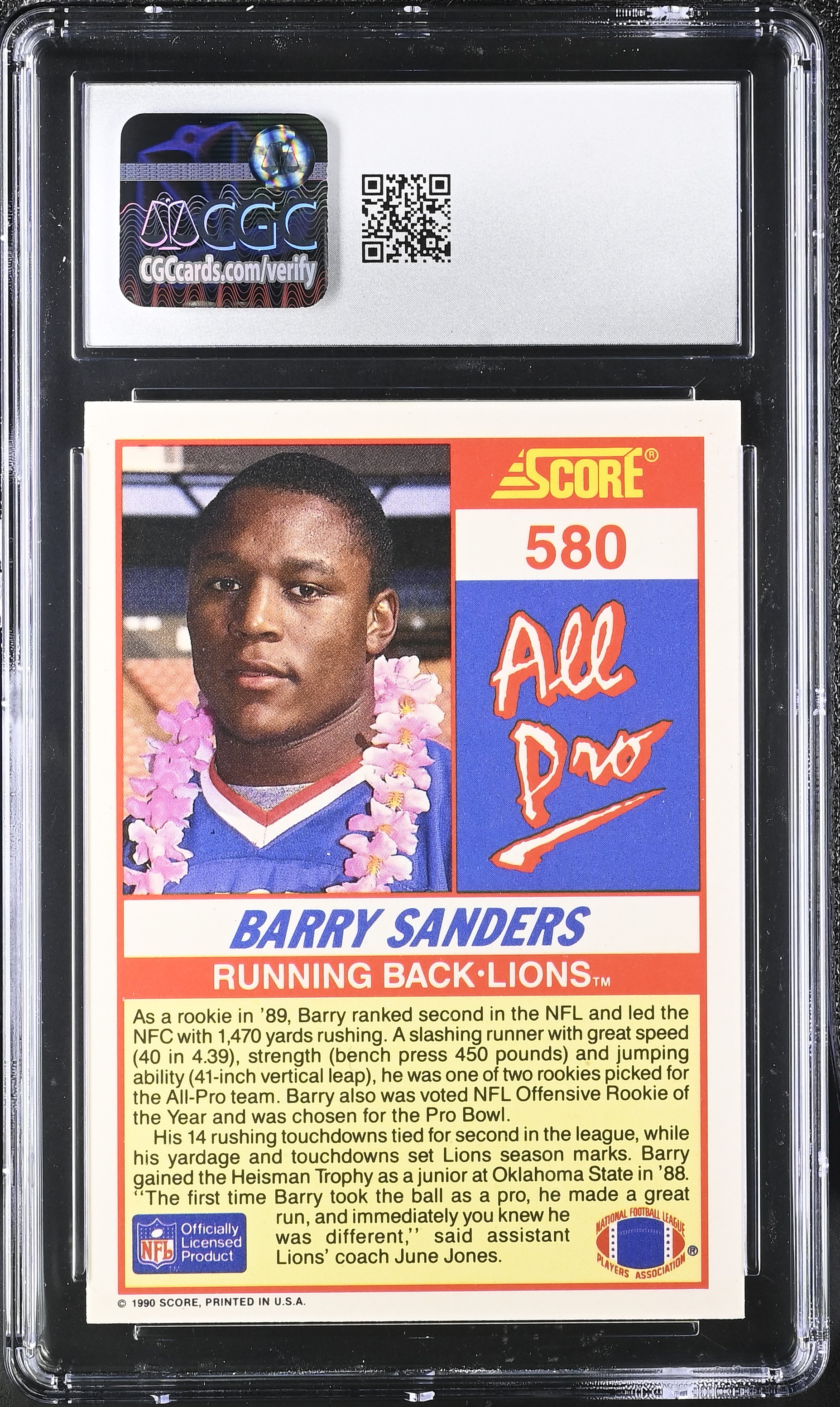 Barry Sanders 1990 Score All Pro #580 (CGC 9) at PristineAuction.com Barry Sanders 1990 Score All Pro #580 (CGC 9) at PristineAuction.com