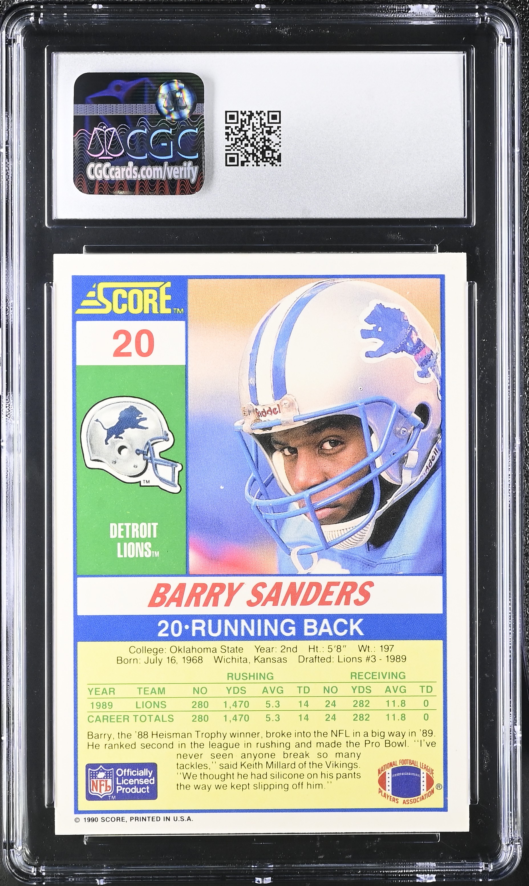 Barry Sanders 1990 Score #20 (CGC 9) at PristineAuction.com Barry Sanders 1990 Score #20 (CGC 9) at PristineAuction.com