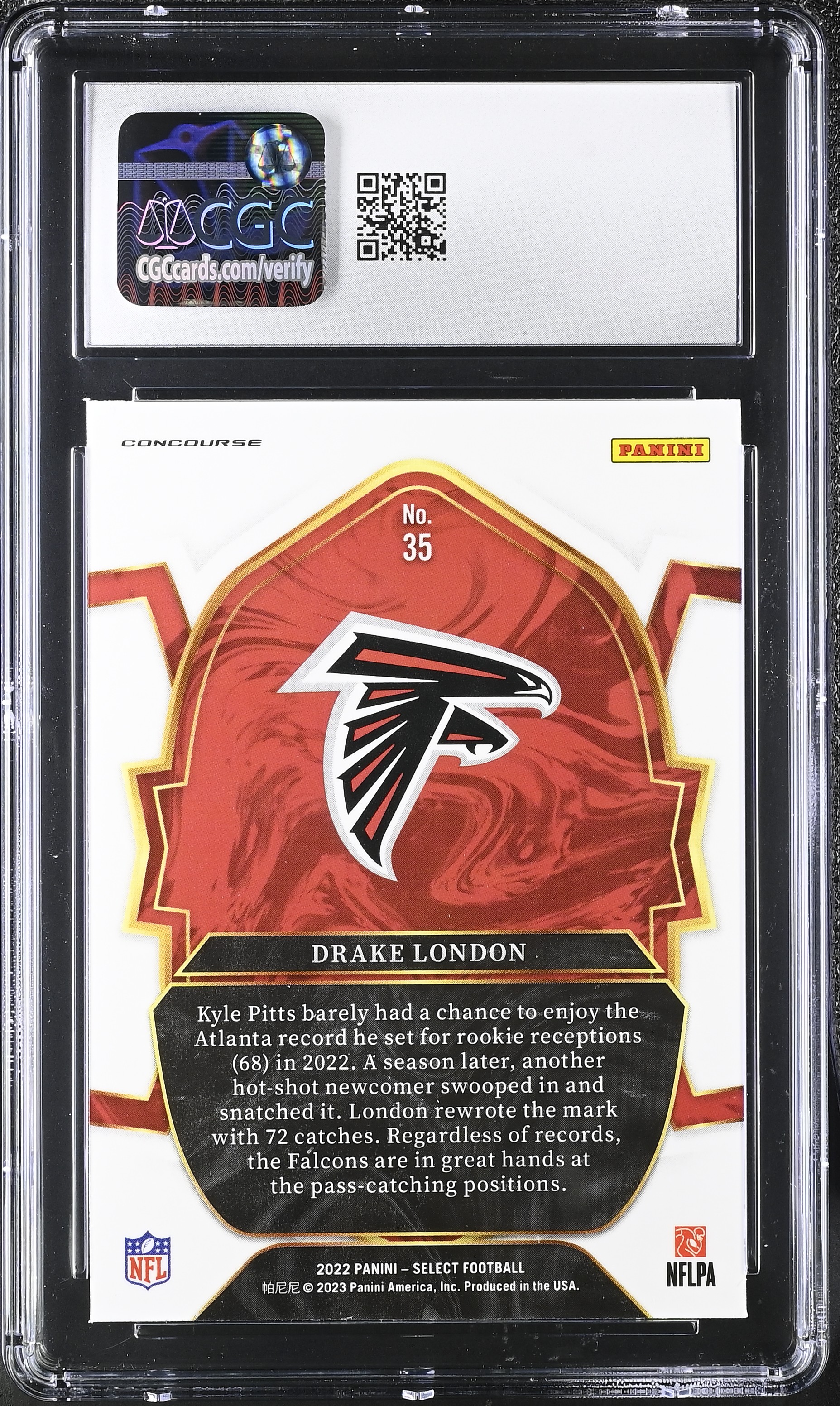 Drake London 2022 Select #35 RC (CGC 9) at PristineAuction.com Drake London 2022 Select #35 RC (CGC 9) at PristineAuction.com