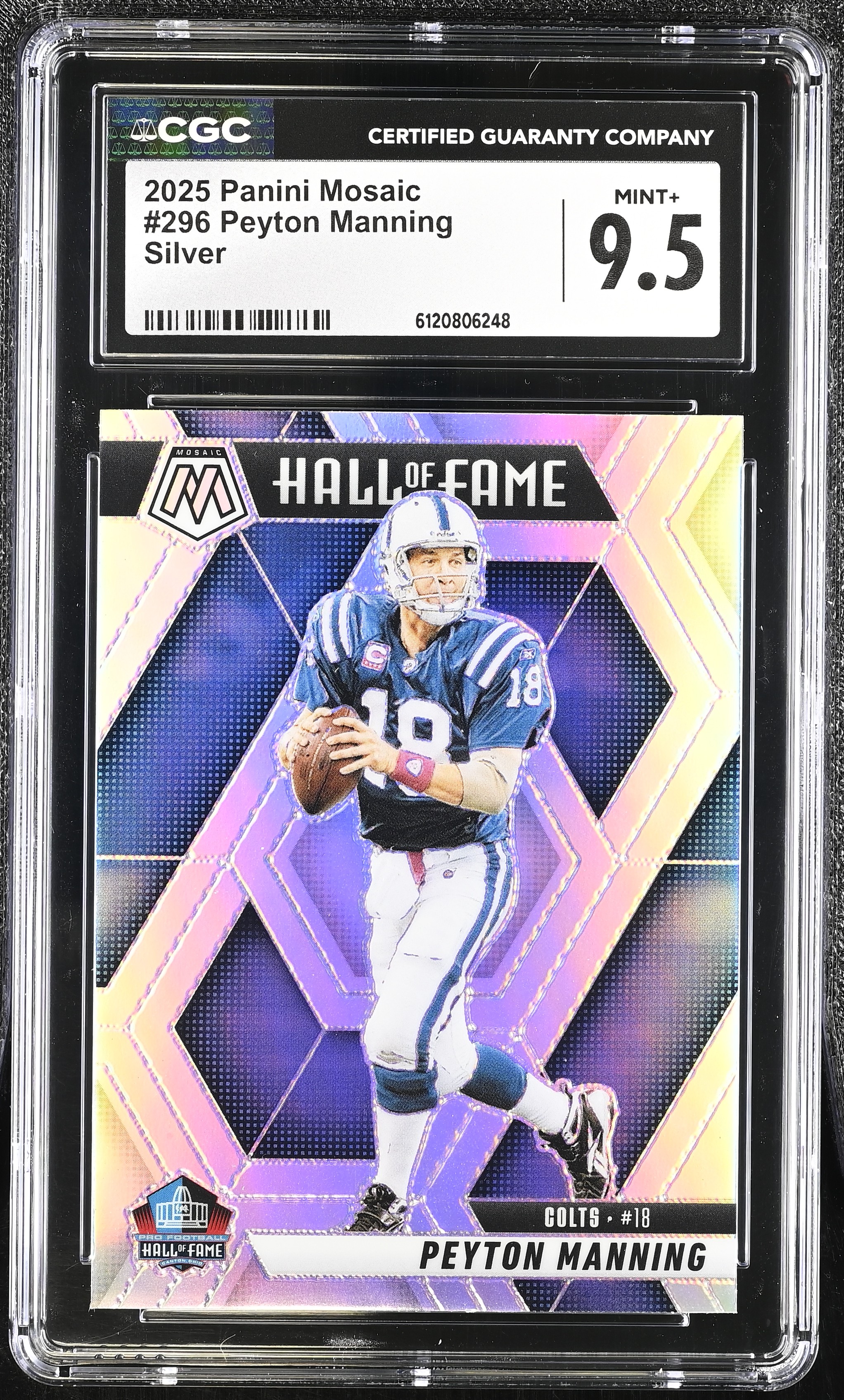 Peyton Manning 2025 Panini Mosaic Silver HOF #296 (CGC 9.5) at PristineAuction.com Peyton Manning 2025 Panini Mosaic Silver HOF #296 (CGC 9.5) at PristineAuction.com