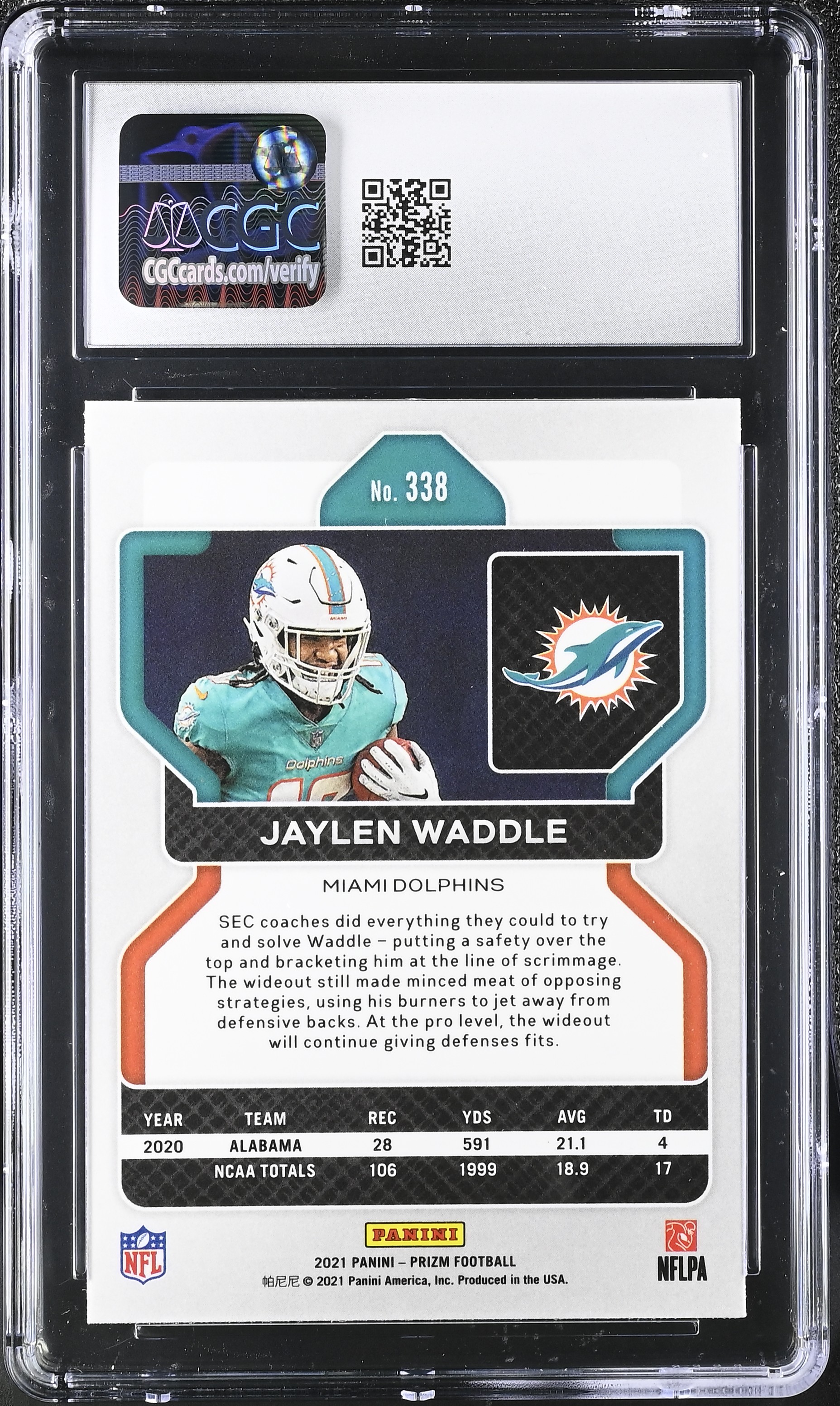Jaylen Waddle 2021 Panini Prizm #338 RC (CGC 9) at PristineAuction.com Jaylen Waddle 2021 Panini Prizm #338 RC (CGC 9) at PristineAuction.com