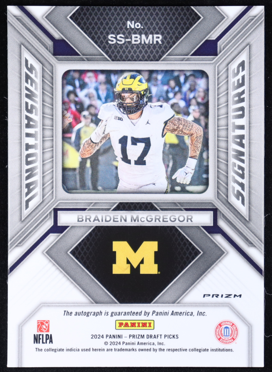 Braiden McGregor 2024 Panini Prizm Draft Picks Sensational Signatures #35 RC at PristineAuction.com Braiden McGregor 2024 Panini Prizm Draft Picks Sensational Signatures #35 RC at PristineAuction.com