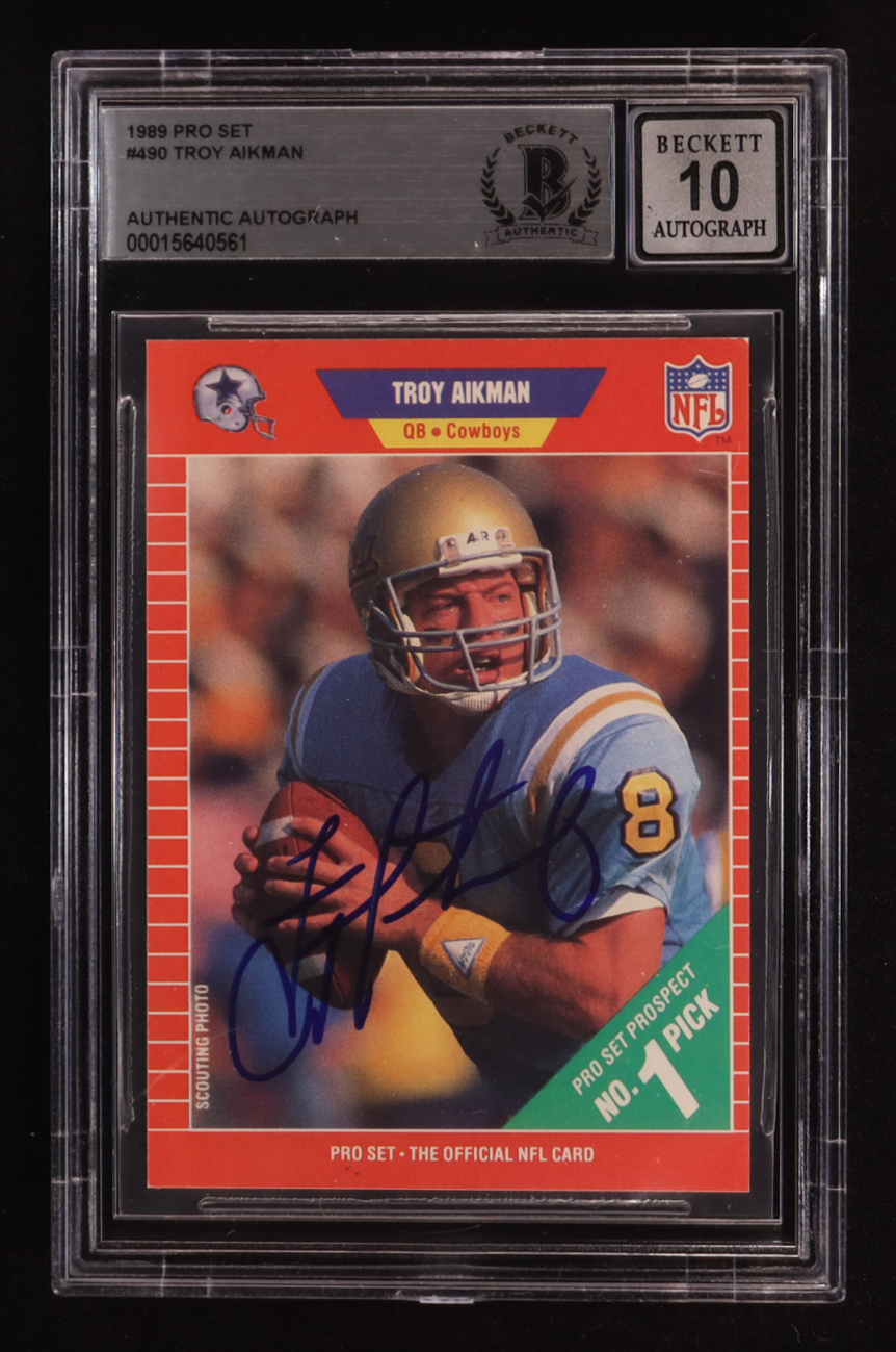 Troy Aikman Signed 1989 Pro Set #490 RC (BGS | Autograph Graded BGS 10) at PristineAuction.com Troy Aikman Signed 1989 Pro Set #490 RC (BGS | Autograph Graded BGS 10) at PristineAuction.com