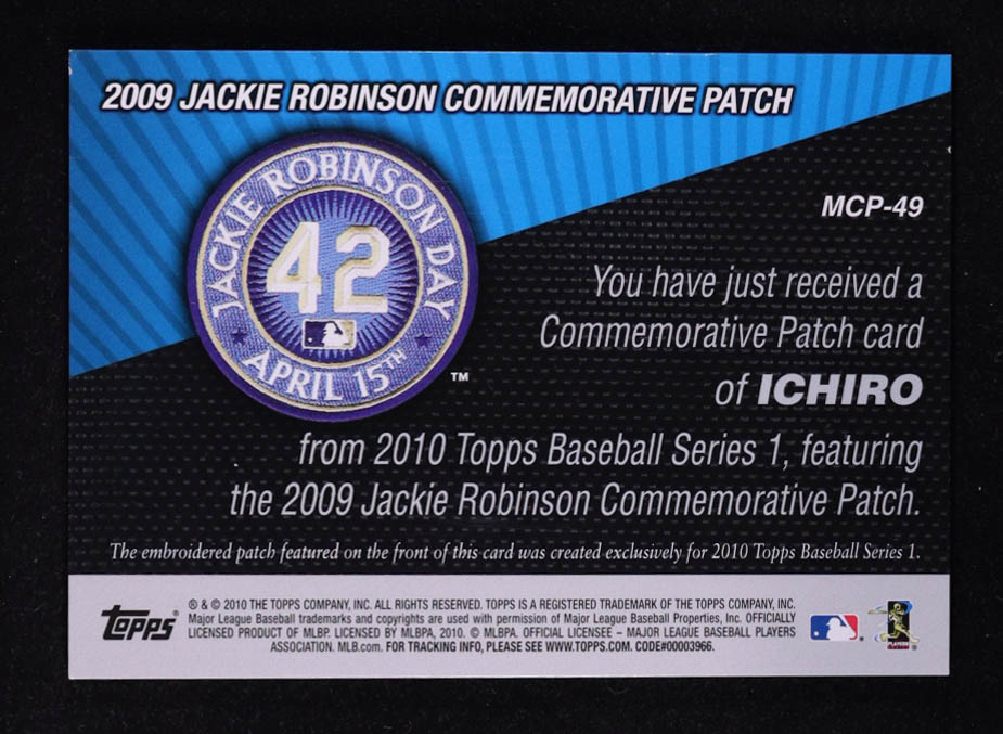 Ichiro Suzuki 2010 Topps Commemorative Patch #MCP49 at PristineAuction.com Ichiro Suzuki 2010 Topps Commemorative Patch #MCP49 at PristineAuction.com