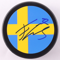 Filip Gustavsson Signed Team Sweden Logo Hockey Puck (JSA) at PristineAuction.com