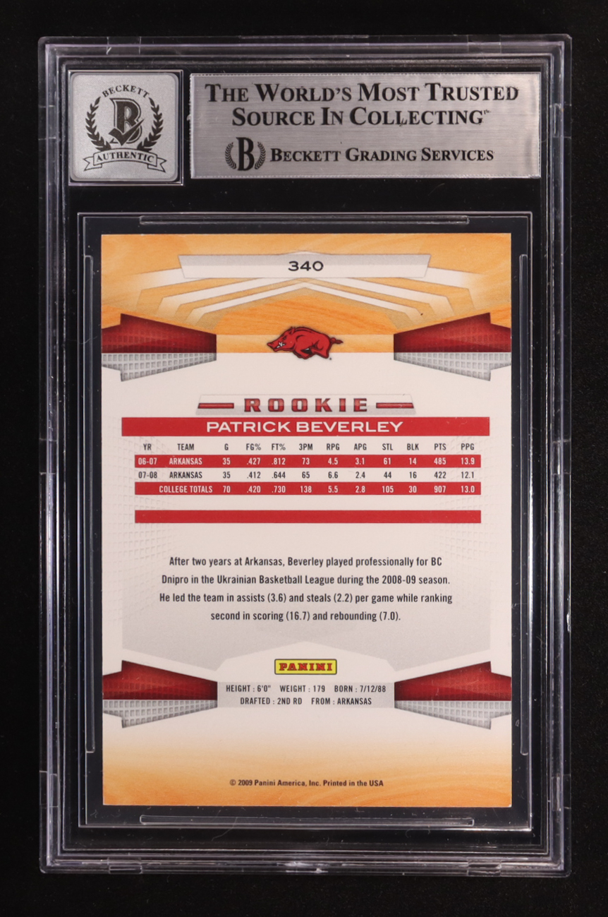Patrick Beverley Signed 2009-10 Panini #340 RC (BGS | Autograph Graded BGS 10) at PristineAuction.com Patrick Beverley Signed 2009-10 Panini #340 RC (BGS | Autograph Graded BGS 10) at PristineAuction.com