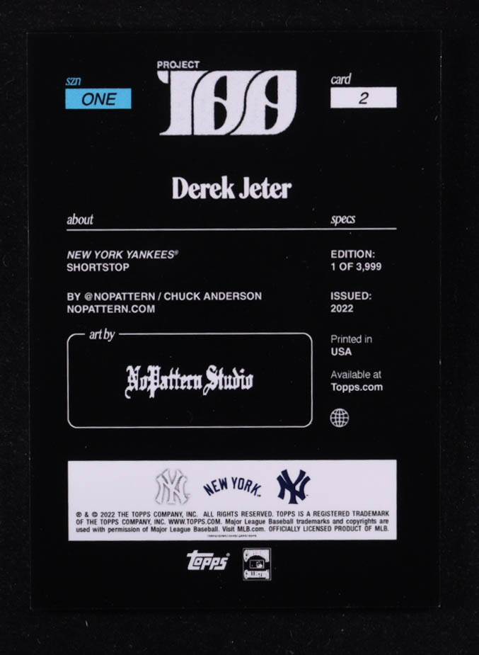 Derek Jeter 2022 Topps Project100 #2 NoPattern at PristineAuction.com Derek Jeter 2022 Topps Project100 #2 NoPattern at PristineAuction.com
