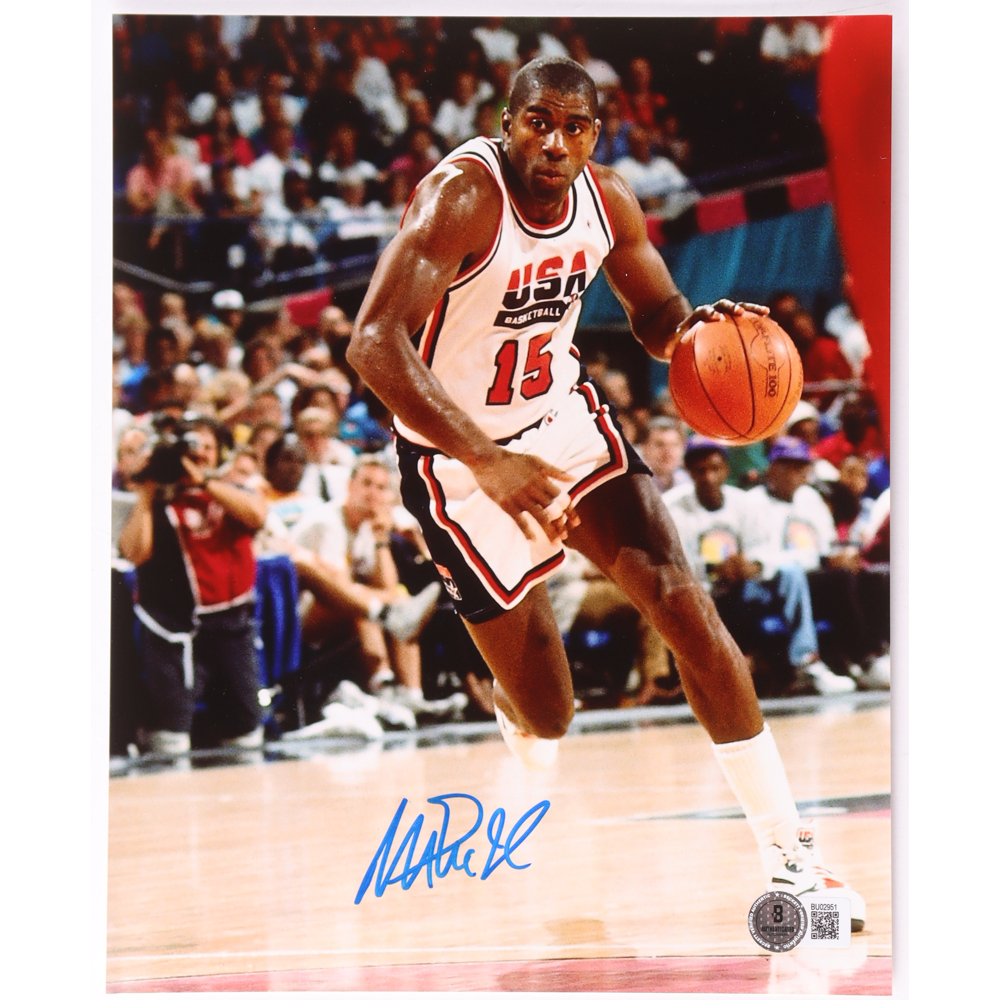 Magic Johnson Signed Team USA 8x10 Photo (Beckett) at PristineAuction.com
