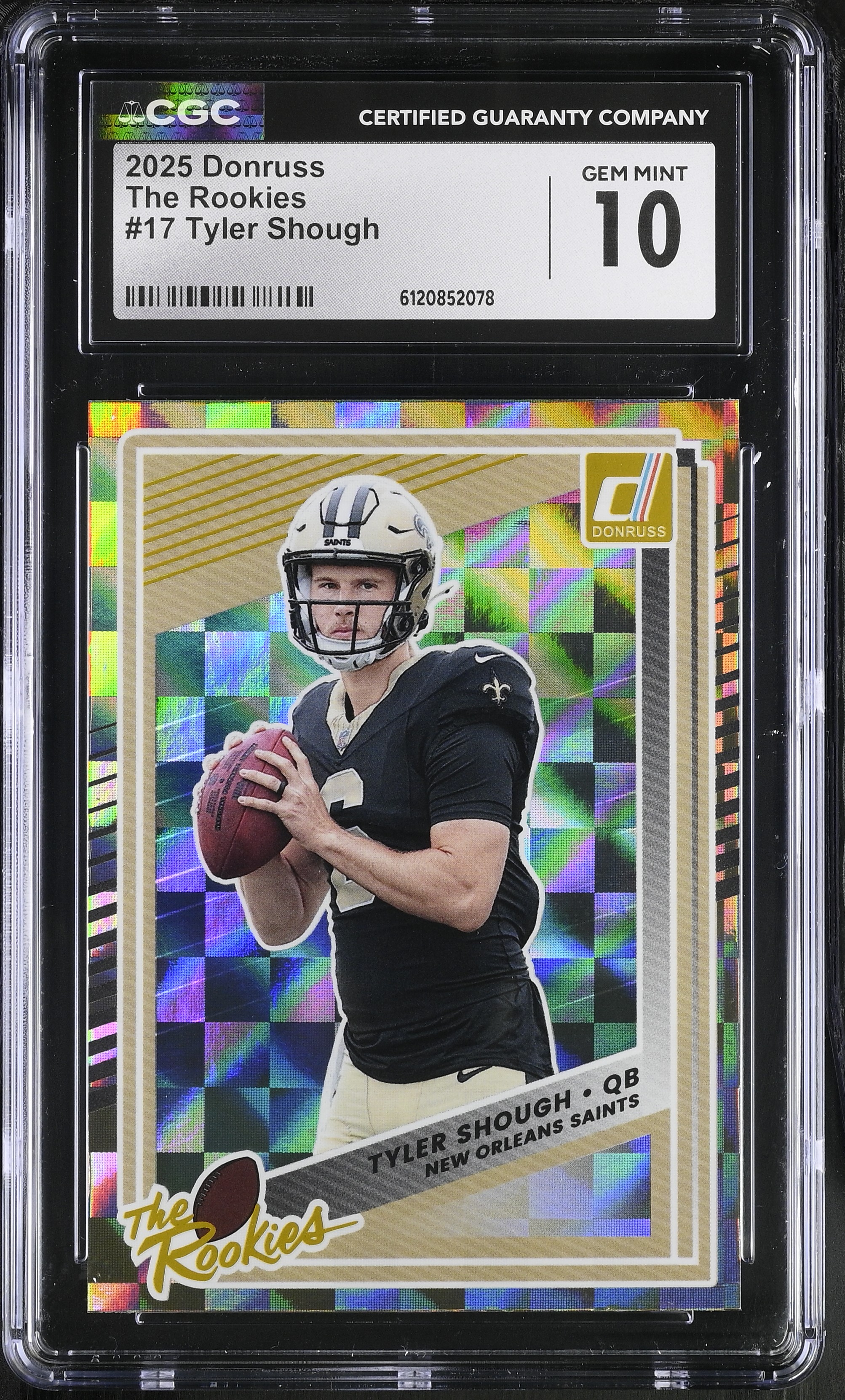 Tyler Shough 2025 Donruss The Rookies #17 RC (CGC 10) at PristineAuction.com Tyler Shough 2025 Donruss The Rookies #17 RC (CGC 10) at PristineAuction.com