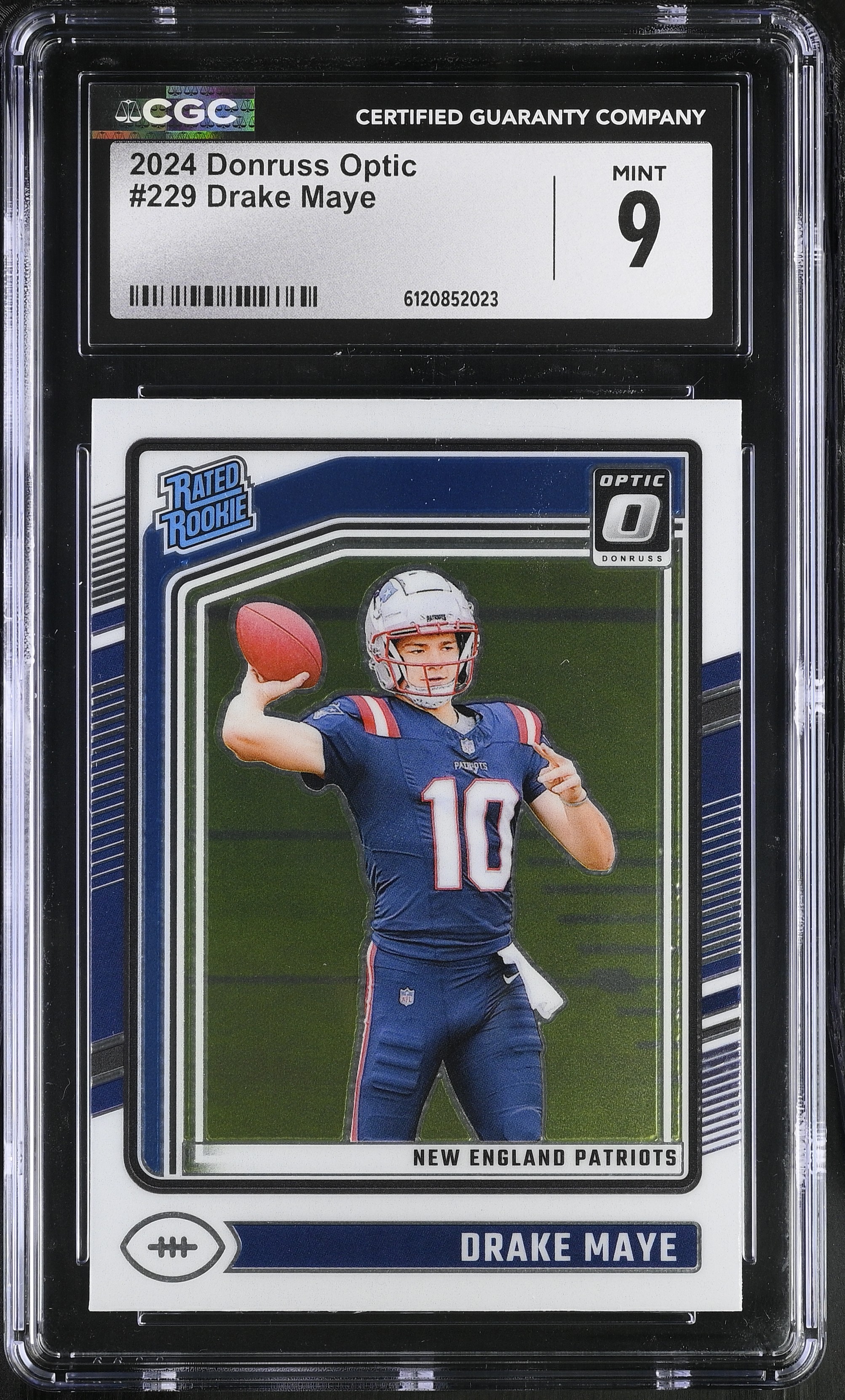 Drake Maye 2024 Donruss Optic #229 RC (CGC 9) at PristineAuction.com Drake Maye 2024 Donruss Optic #229 RC (CGC 9) at PristineAuction.com