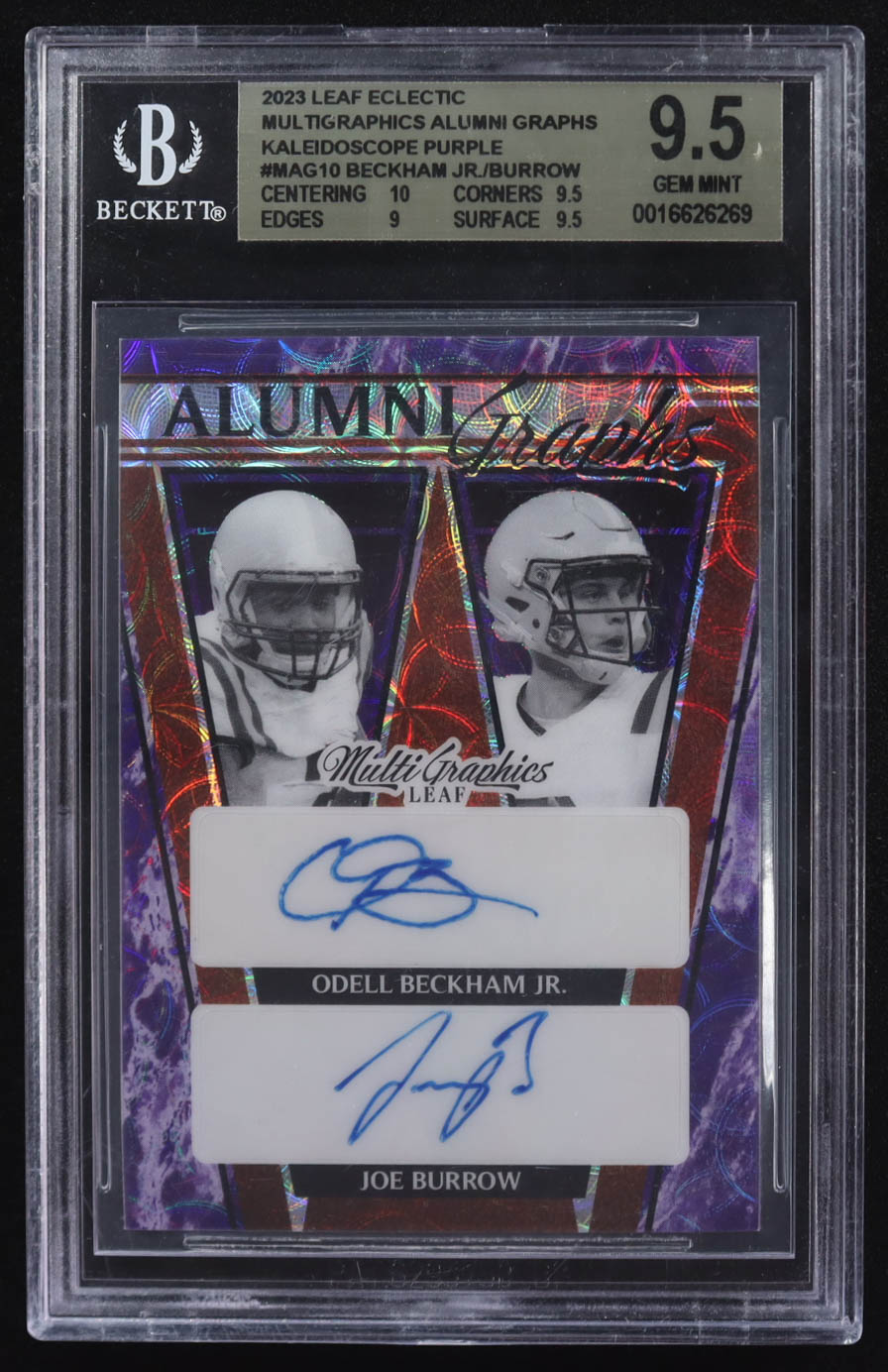 Odell Beckham Jr. / Joe Burrow 2023 Leaf Eclectic Multigraphics Alumni Graphs Kaleidoscope Purple #MAG10 #1/3 (BGS 9.5) at PristineAuction.com Odell Beckham Jr. / Joe Burrow 2023 Leaf Eclectic Multigraphics Alumni Graphs Kaleidoscope Purple #MAG10 #1/3 (BGS 9.5) at PristineAuction.com