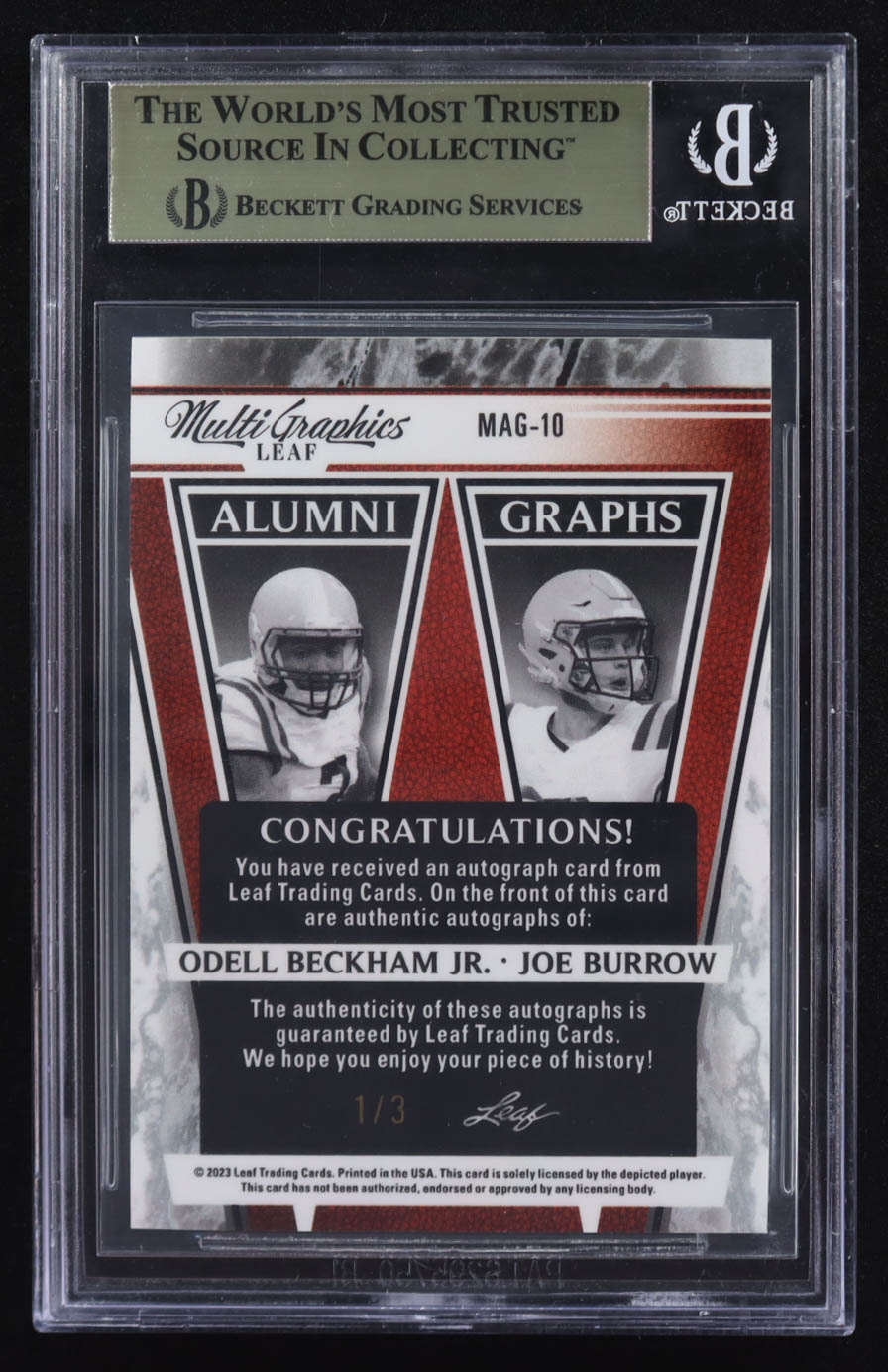 Odell Beckham Jr. / Joe Burrow 2023 Leaf Eclectic Multigraphics Alumni Graphs Kaleidoscope Purple #MAG10 #1/3 (BGS 9.5) at PristineAuction.com Odell Beckham Jr. / Joe Burrow 2023 Leaf Eclectic Multigraphics Alumni Graphs Kaleidoscope Purple #MAG10 #1/3 (BGS 9.5) at PristineAuction.com