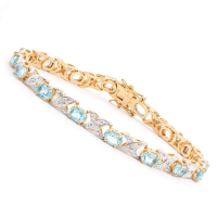9.14 CTW Natural Blue Topaz & Diamonds 18K Gold Plated Designer Bracelet Size 7.8in | Estimated Value $2,049 (AMG) at PristineAuction.com