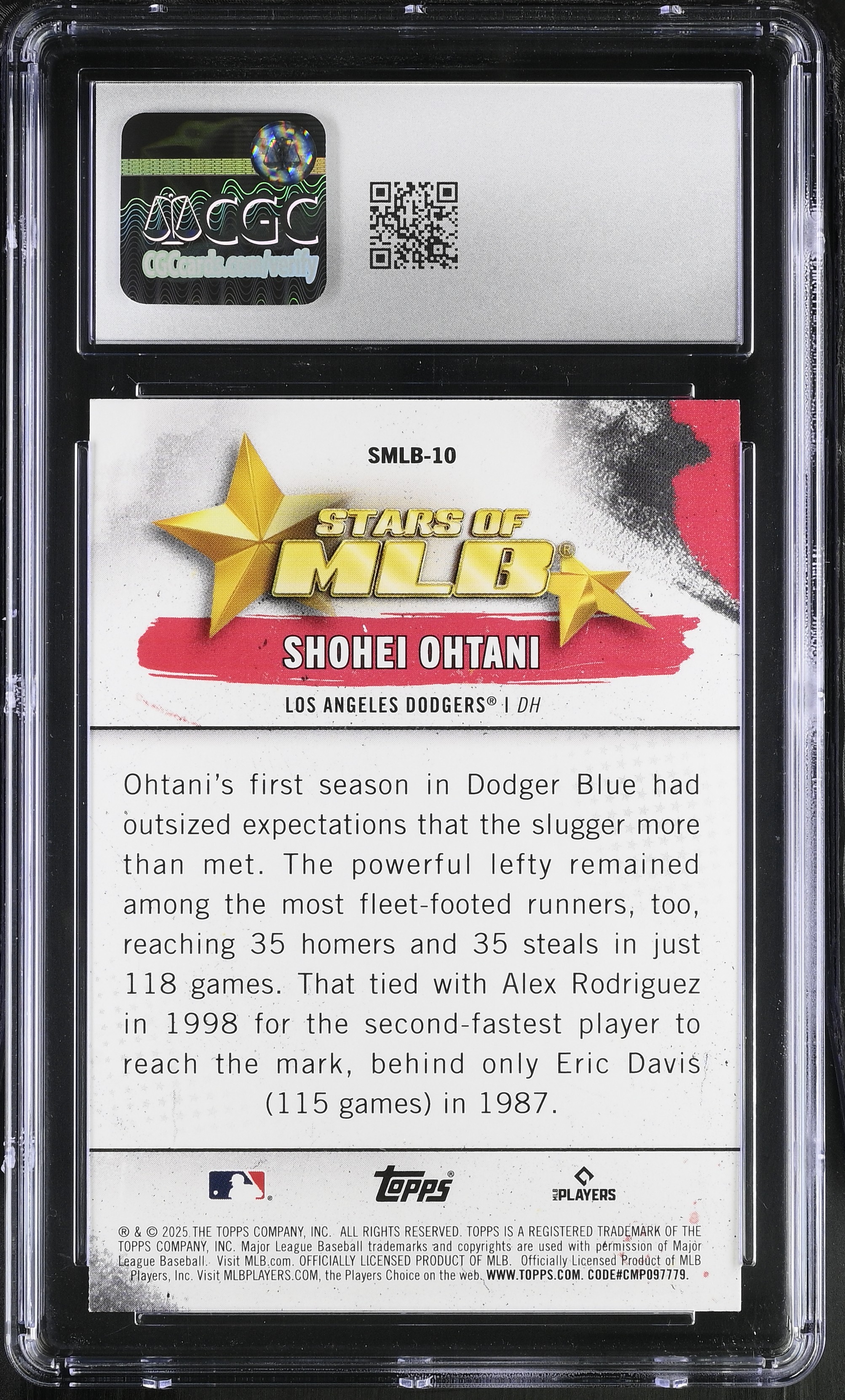 Shohei Ohtani 2025 Topps Stars Of MLB #SMLB10 (CGC 10) at PristineAuction.com Shohei Ohtani 2025 Topps Stars Of MLB #SMLB10 (CGC 10) at PristineAuction.com