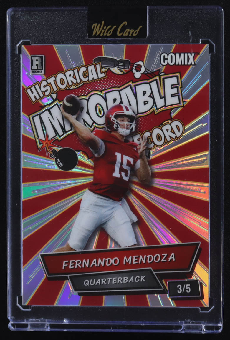 Fernando Mendoza 2025 Wild Card Comix Historical Improbable Record #ACIM-FM03 RC #3/5 at PristineAuction.com Fernando Mendoza 2025 Wild Card Comix Historical Improbable Record #ACIM-FM03 RC #3/5 at PristineAuction.com