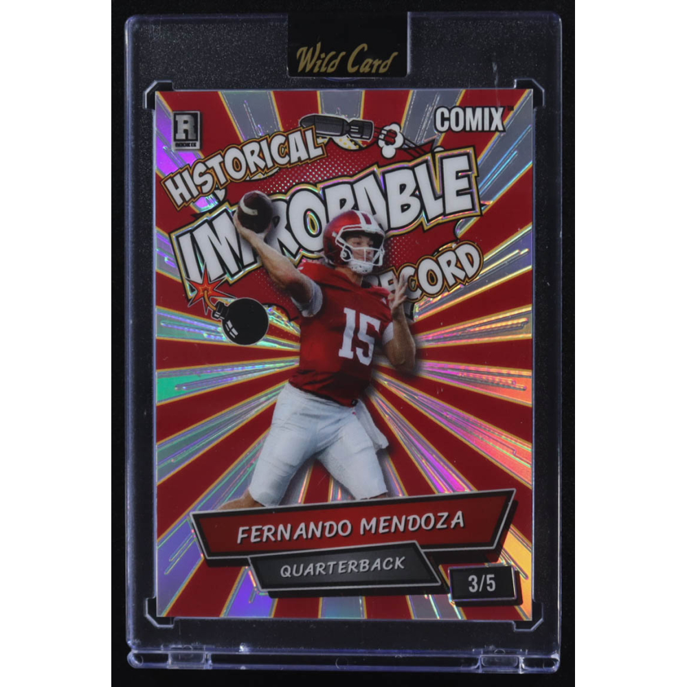 Fernando Mendoza 2025 Wild Card Comix Historical Improbable Record #ACIM-FM03 RC #3/5 at PristineAuction.com