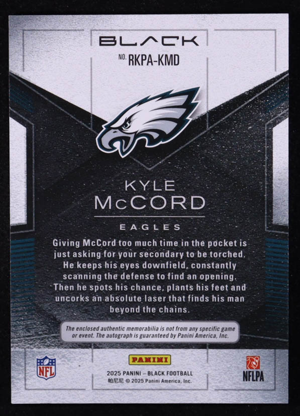 Kyle McCord 2025 Panini Black Rookie Patch Autographs Citrine #18 #72/99 RC at PristineAuction.com Kyle McCord 2025 Panini Black Rookie Patch Autographs Citrine #18 #72/99 RC at PristineAuction.com