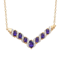 1.78 CTW Natural Amethyst & Diamonds 18K Gold Plated Designer Necklace 19in | Estimated Value $1,679 (AMG) at PristineAuction.com