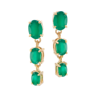 4.06 CTW Natural Green Agate 18K Gold Plated Designer Earrings | Estimated Value $1249 (AMG) at PristineAuction.com