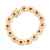 8.25 CTW Natural Ruby 18K Gold Plated Designer Bracelet Size 7.9 Inches | Estimated Value $2,149 (AMG) at PristineAuction.com