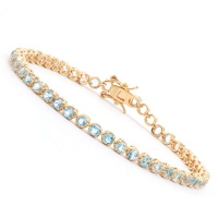 5.15 CTW Natural Blue Topaz 18K Gold Plated Designer Bracelet Size 7.5in | Estimated Value $1,899 (AMG) at PristineAuction.com