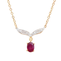 1.23 CTW Natural Ruby & Diamonds 18K Gold Plated Designer Necklace Size 19in | Estimated Value $1,699 (AMG) at PristineAuction.com