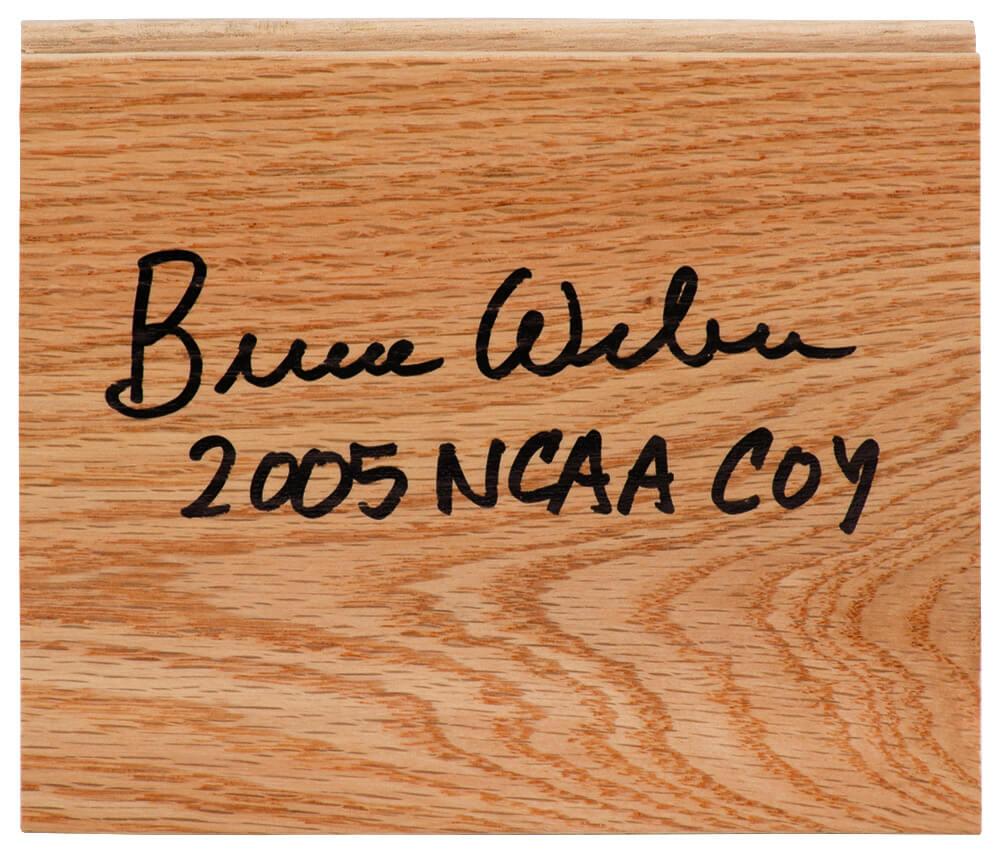Bruce Weber Signed 5x6 Wood Floorboard Piece Inscribed "2005 NCAA COY" (Schwartz) at PristineAuction.com Bruce Weber Signed 5x6 Wood Floorboard Piece Inscribed "2005 NCAA COY" (Schwartz) at PristineAuction.com