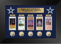 Cowboys "5-Time Super Bowl Champions" Custom  LE Framed Ticket Display with (5) Gold Plated Coins at PristineAuction.com