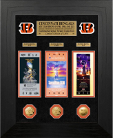 Bengals "3-Time Super Bowl Appearance" Custom LE Framed Ticket Display with (3) Gold Plated Coins at PristineAuction.com