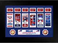 Bills Highmark Stadium "6 Home Playoff Game Tickets" Custom LE Framed Ticket Display with (2) Gold Plated Coins at PristineAuction.com