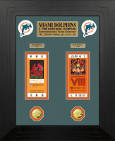 Dolphins "2-Time Super Bowl Champions" Custom LE Framed Ticket Display with (2) Gold Plated Coins at PristineAuction.com