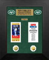 Jets "Super Bowl Champions" Custom LE Framed Ticket Display with (2) Gold Plated Coins at PristineAuction.com