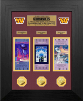 Commanders "3-Time Super Bowl Champions" Custom LE Framed Ticket Display with (2) Gold Plated Coins at PristineAuction.com