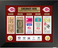 Cincinnati Reds "5-Time World Series Champions" Custom Framed Ticket Display with (2) Gold Plated Coins at PristineAuction.com