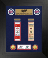 Minnesota Twins "2-Time World Series Champions" Custom Framed Ticket Display with (2) Gold Plated Coins at PristineAuction.com