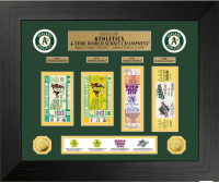 Oakland Athletics "4-Time World Series Champions" Custom Framed Ticket Display with (2) Gold Plated Coins at PristineAuction.com
