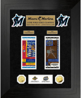 Miami Marlins "2-Time World Series Champions" Custom Framed Ticket Display with (2) Gold Plated Coins at PristineAuction.com