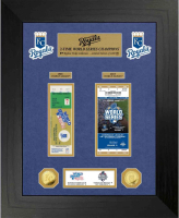 Kansas City Royals "2-Time World Series Champions" Custom Framed Ticket Display with (2) Gold Plated Coins at PristineAuction.com