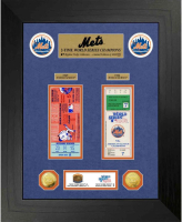 New York Mets "2-Time World Series Champions" Custom Framed Ticket Display with (2) Gold Plated Coins at PristineAuction.com