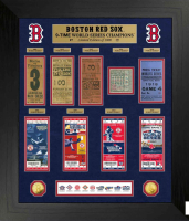 Boston Red Sox "9-Time World Series Champions" Custom Framed Ticket Display with (2) Gold Plated Coins at PristineAuction.com