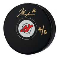 Jack Hughes Signed LE Devils Logo Puck (Fanatics) at PristineAuction.com